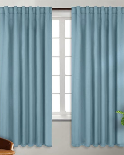 BGment Rod Pocket and Back Tab Blackout Curtains for Bedroom - Thermal Insulated Room Darkening Curtains for Living Room, 2 Window Curtain Panels (52 x 72 Inch, Greyish Blue)
