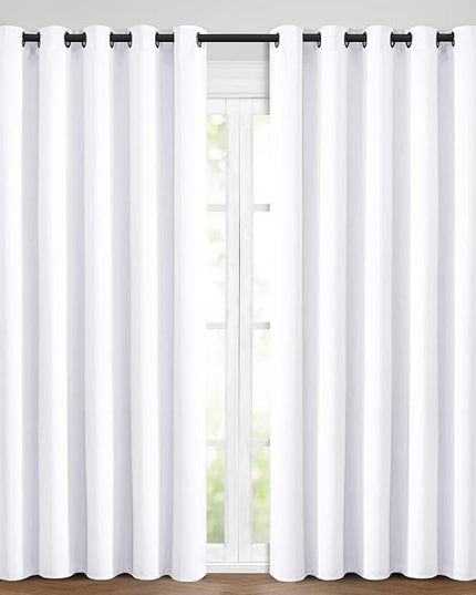 Yakamok Blackout Curtains Room Darkening Thermal Insulated Window Panels,Solid Grommet Top Drapes for Bedroom/Living Room(62Wx84L, Pure White, 2 Panels)
