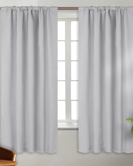 BGment Light Grey Blackout Curtains 2 Panels 72 inches Long for Bedroom - Rod Pocket and Back Tab Thermal Room Darkening Curtains for Living Room, 2 Window Curtain Panels, 42 x 72 Inch
