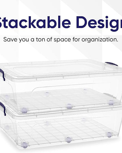 Superio Storage Bins with Lids, Clear Plastic Containers for Organizing, Stackable Totes, BPA Free, Odor Free, Organizer Boxes for Home, and Dorm (4 Pack, 42 Quart)
