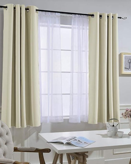 NICETOWN Bedroom Curtains Room Darkening Draperies - Grommet Top Beige Thermal Insulated Energy Saving Privacy Drapes for Apartment/Home Office, 2 Panels, W52 x L63