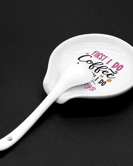 Funny Coffee Coffee Spoon Holder-Color Ceramic Cafe Spoon Rest-Cafe Shop Station Accessories-First I Do Coffee Then I Do The Things Sign