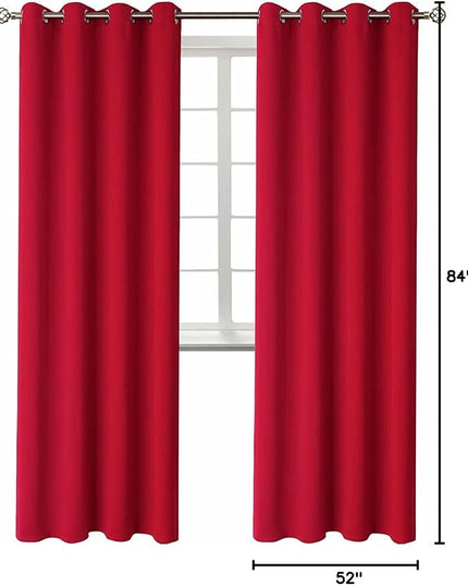 BGment Christmas Room Darkening Curtains 84 Inches Long - Grommet Thermal Insulated Drapes Window Treatment Curtains for Bedroom, 2 Panels, 52 x 84 Inch, Red