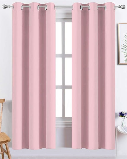 Yakamok Pink Curtains Room Darkening Thermal Insulated with Grommet Window Curtain for Bedroom, 38Wx72L inch, 2 Panels
