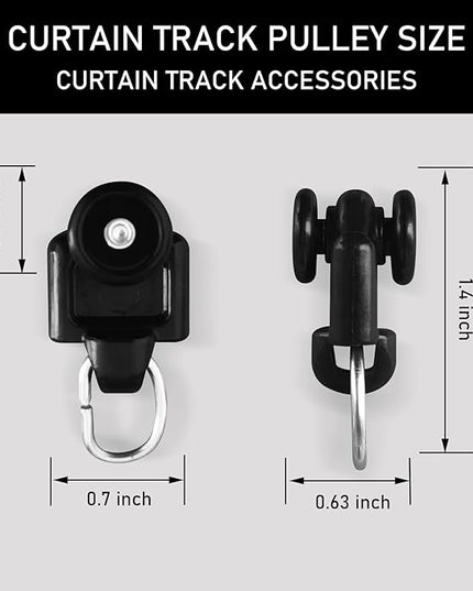 Curtain Tracks Ceiling Wall Mounted Heavy-Duty Curtains Rails Room Divider Curtain Track for Living Room Bedroom Room Shower Divider Special Pulley Black 20PCS