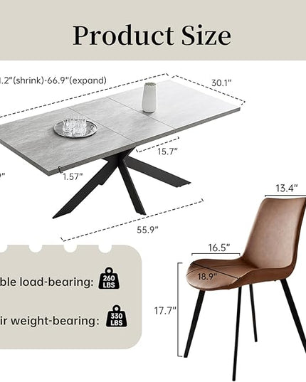 ZckyCine Dining Table Set for 6, Modern 78'' Wood Dining Table and Fabric Dining Chairs Set of 6,Table and Chairs Set of 6,Ideal for Kitchen Dining Room