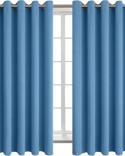 BGment Blackout Curtains - Grommet Thermal Insulated Room Darkening Bedroom and Living Room Curtains, Set of 2 Panels (70 x 63 Inch, Denim)
