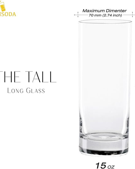 LEMONSODA Premium Highball Glass Set - Elegant Tom Collins 15oz Glasses Set of 12 Tall Drinking Water Glasses - Bar Glassware for Cocktail, Whiskey, Mojito (Set of 12) (2099)