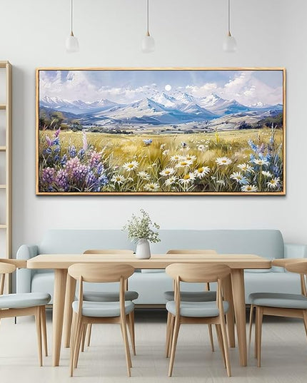 QIYILEXWART Large Wall Art For Bedroom Wall Decor For Living Room Office Decoration Range Grassland Landscape Painting Watercolour Pictures Canvas Artworks Ready To Hang Home Decor Wood Framed