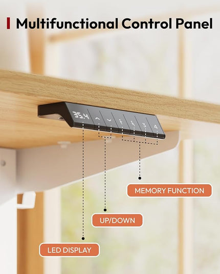 SANODESK Standing Desk Height Adjustable Electric Stand up Desk 55x24 Inches Sit Stand Home Office Desk with Splice Board, White Frame/Maple Top