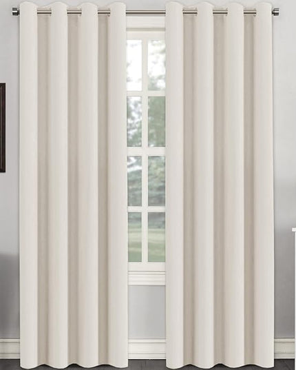 H.VERSAILTEX Room Darkening Curtains for Living Room Light Reducing Thermal Insulated Window Treatment Panels/Drapes Grommet Top 2 Panels (Ivory - 52 x 108 Inches)