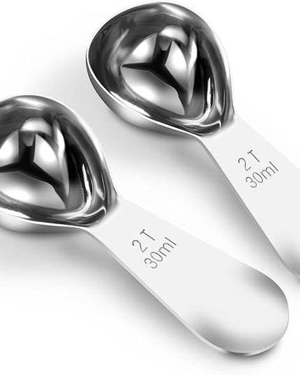 Coffee Scoop 2 tablespoon Measuring Spoons(30ml 2pcs), Ergonomics Design Coffee Scooper 2 tbsp Metal Stainless Steel Manufacture，coffee scoop for ground coffee Protein Powder Sugar Cereal,Etc.