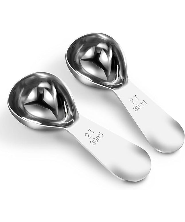 Coffee Scoop 2 tablespoon Measuring Spoons(30ml 2pcs), Ergonomics Design Coffee Scooper 2 tbsp Metal Stainless Steel Manufacture，coffee scoop for ground coffee Protein Powder Sugar Cereal,Etc.
