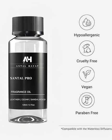 Hotel Scents Santal Diffuser Oil 120mL - Aromatherapy Fragrance Inspired by 5-Star Hotels - Notes of Sandalwood, Leather & Cedar - Inspired by Santal Perfume - Luxury Home Scents Refill