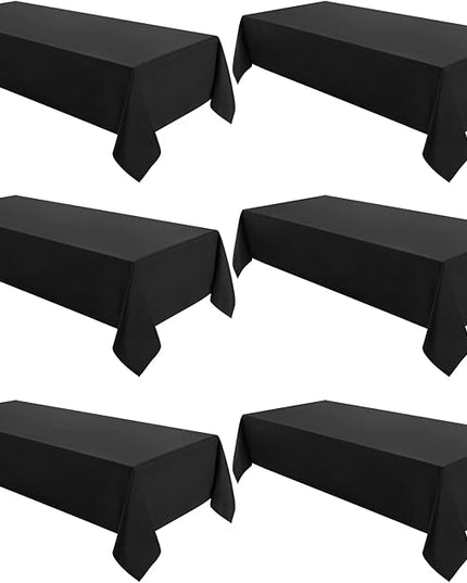 VidaFete Tablecloth 60 * 102inch 6 Pack Rectangle Table Cloth Polyester, Stain Wrinkle Resistant Polyester Dining Table Cover for Kitchen Dinning Party Wedding Rectangular Tabletop Decoration(Black)