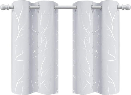 BUHUA Short Curtains 36 inches Long, Black Out RV Bunk Panels, Kitchen Window Curtains Over Sink, Thermal Insulating Blackout Drapes for Small Window (2 Panels, Greyish White, 26 inches Wide)