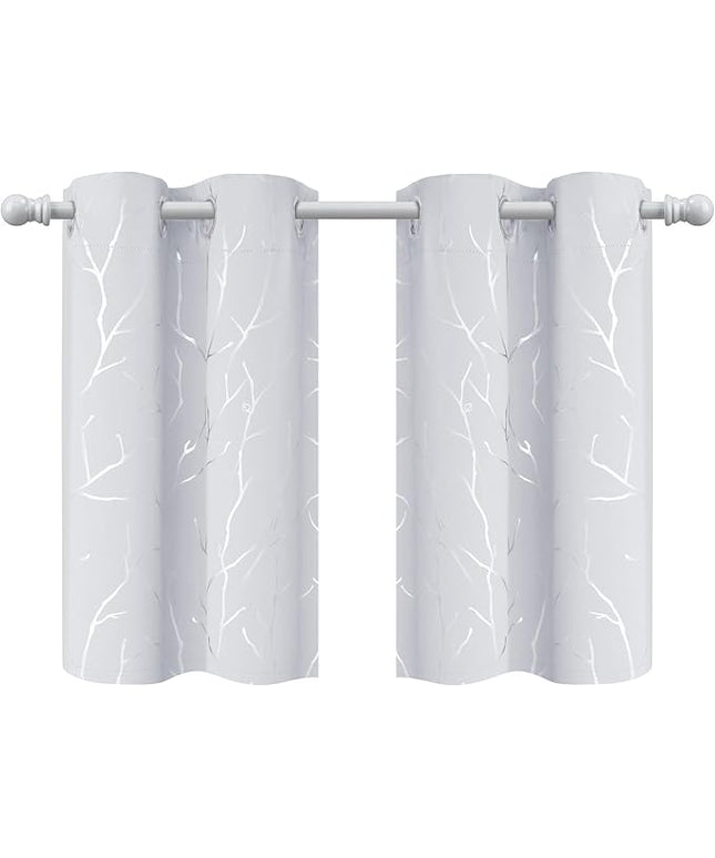 BUHUA Short Curtains 36 inches Long, Black Out RV Bunk Panels, Kitchen Window Curtains Over Sink, Thermal Insulating Blackout Drapes for Small Window (2 Panels, Greyish White, 26 inches Wide)