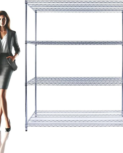 NSF Commercial 4-Tier Wire Shelving with Wheels, 60"x24"x72" Heavy Duty Metal Shelves 3200 lbs Max Capacity, Chrome Storage Rack for Garage Kitchen Pantry Warehouse