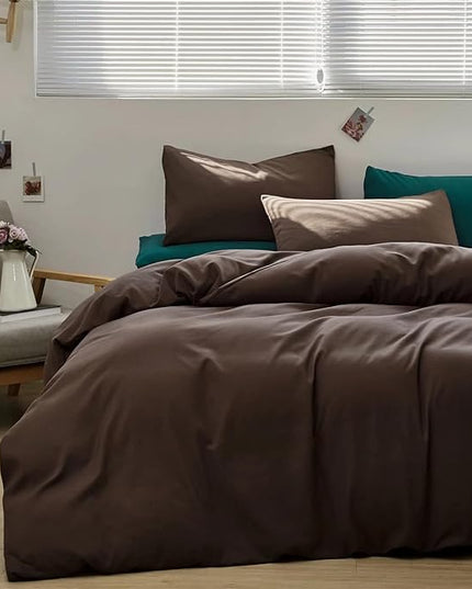 Houseri Brown Cal King Comforter Set Mocha Bedding California Size Coffee Color Cali Dark Colored Sets Vintage Solid Chocolate Blanket Oversized, King(96''*104''-Comforter)