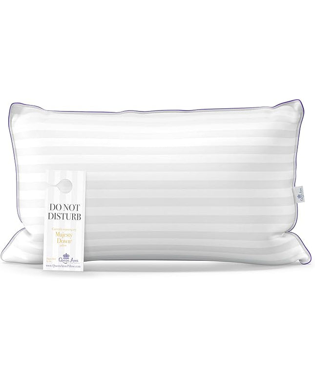 Queen Anne Luxury Hotel Down Alternative Pillow - Majesty Down - Synthetic Allergy Free Hypoallergenic Bed Pillow - Made in USA (Standard Medium)