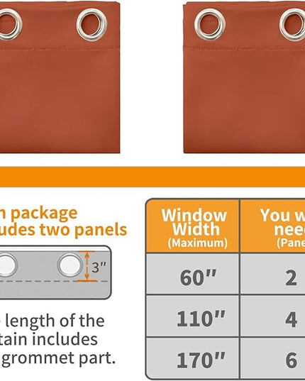 YoungsTex Short Blackout Curtains 54 Inches Length- Burnt Orange Thermal Insulated Drapes with Grommet Room Darkening Privacy for Kitchen Bedroom Windows, 2 Panels, 42 x 54 Inch, Terracotta