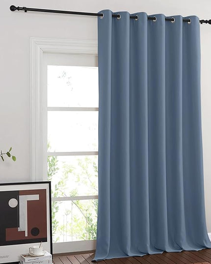 NICETOWN Blackout Curtains & Drapes - Privacy Thermal Efficiency Backdrop Curtains for Bedroom Room Divider Living Room Patio Sliding Glass Door, Wide 80 x Long 144 inch, Stone Blue, 1 Panel