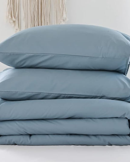 ROSGONIA Oversized King Comforter 128x120, 3pcs Super King Plus (1 Dusty Blue Comforter & 2 Pillowcases) Lightweight Oversized King Bedding Set Blanket