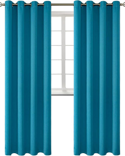 BGment Blackout Curtains - Grommet Thermal Insulated Room Darkening Bedroom and Living Room Curtains, Set of 2 Panels (52 x 95 Inch, Peacock Blue)