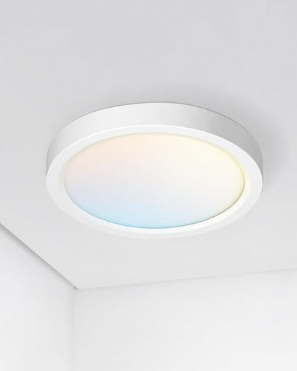 ASD LED 5" Round Flush Mount Ceiling Light Fixture, Low Profile Surface Lighting | 5CCT, Dimmable, Ultra-Thin, ETL Listed | 10W 700LM 2700-6000K 120V | Kitchen, Bedroom, Hallway Lamp | White