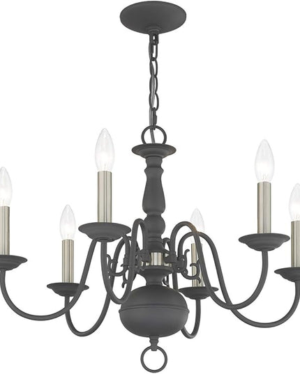 Livex Lighting Williamsburgh 6 Lt Scandinavian Gray Chandelier