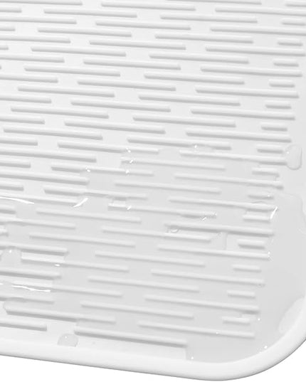 Silicone Dish Drying Mat for Multiple Usage,Easy clean,Eco-friendly,Heat-resistant Silicone Mat for Kitchen Counter or Sink,Refrigerator or Drawer Liner White 2XL 24 inches x 18 inches
