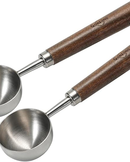 Vintage Coffee Measuring Spoon - 304 Stainless Steel, Coffee Scoop，10g Capacity, Walnut Handle - Perfect for Coffee, Tea, and More (Silver (2 pcs))