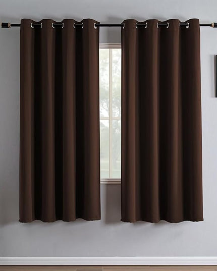 Blackout Curtains 72 Inch Length 2 Panels Set, Black Out Curtains for Bedroom 72 Inch Long, Grommet Energy Saving Room Darkening Drapes for Living Room Window Chocolate(W52 x L72)