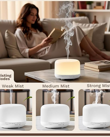 Essential Oil Diffuser 500ml,Aromatherapy Diffuser with 7 LED Lights,Quiet Air Humidifier 4-in-1 with Timer & Auto-Off,Compact Scent Diffuser for Bedroom,Yoga,SPA,Baby Room(Portable Model)