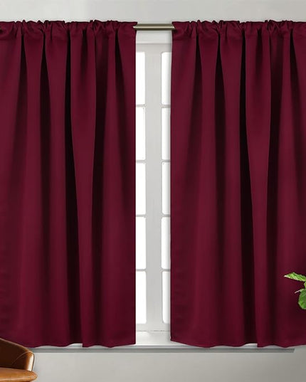 BGment Burgundy Red Blackout Curtains 54 Inches Long - 42 x 54 Inch Room Darkening Curtains Thermal Insulated Soundproof Rod Pocket and Back Tab Drapes for Bedroom, 2 Window Curtain Panels