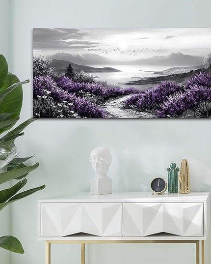 KELIYUAN Large Canvas Wall Artwork Home Decoration Painting Black And White Landscape Modern Print Painting Living Room Decor And Bedroom Office Wall Decoration Natural Scenery Mural 24 X 48 Inches