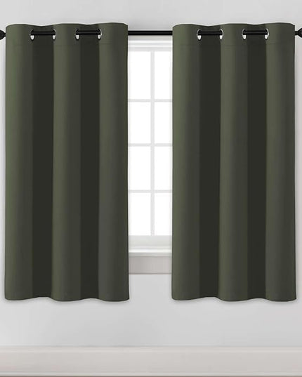 H.VERSAILTEX Blackout Curtains for Bedroom Thermal Insulated Room Darkening Living Room Curtains 63 Inch Long Grommet Privacy Protection Window Curtain Panels/Drapes for Nursery, 2 Panels, Olive