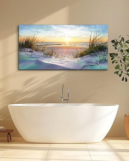 hyidecorart Canvas Wall Art For Living Room Large Size Decor Bedroom Blue Ocean Beach Landscape Paintings Poster Prints Artwork Office Decorations Seascape Pictures Modern Home Works