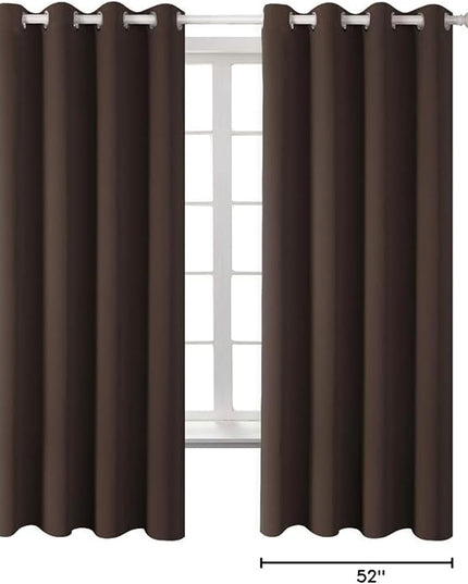 BGment Blackout Curtains for Bedroom - Grommet Thermal Insulated Room Darkening Curtains for Living Room, Set of 2 Panels (52 x 72 Inch, Brown)