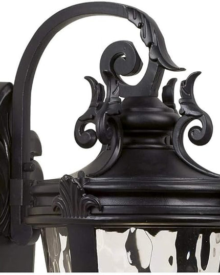 John Timberland Marseille Rustic Vintage Outdoor Wall Light Fixture Textured Black Scroll 27 1/2" Hammered Glass for Exterior House Porch Patio Outside Deck Garage Yard Front Door Garden Home