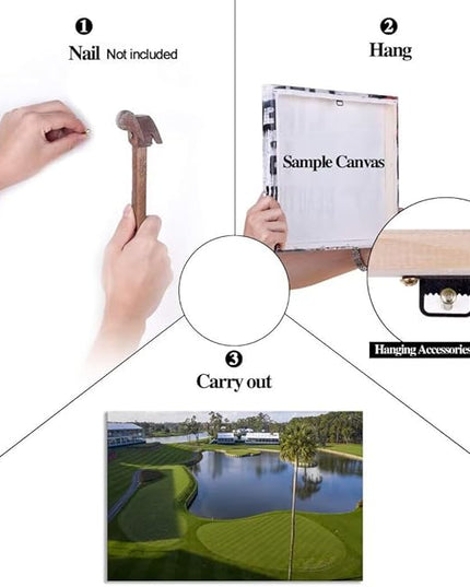 Florida Golf Course Wall Art for Living Room Bedroom Bathroom Home Decorations Golf Wall Decor Paintings TPC Sawgrass Golf Course Picture Poster Canvas Prints Framed Ready to Hang(24''H x 36''W)