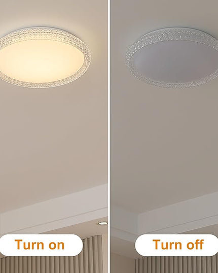 16 Inch Crystal Dimmable LED Flush Mount Light Fixture, 24W Super Bright Modern Lamps, 3000K/4000K/5000K Adjustable Ceiling Lights for Bedroom, Kitchen, ETL Listed