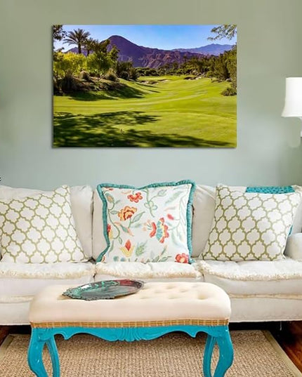 Beautiful Fairway At Indian Wells Golf Course Wall Art for Living Room Bedroom Bathroom Home Decorations Golf Course Canvas Prints Picture Poster Modern Artwork Framed Ready to Hang(28''H x 44''W)