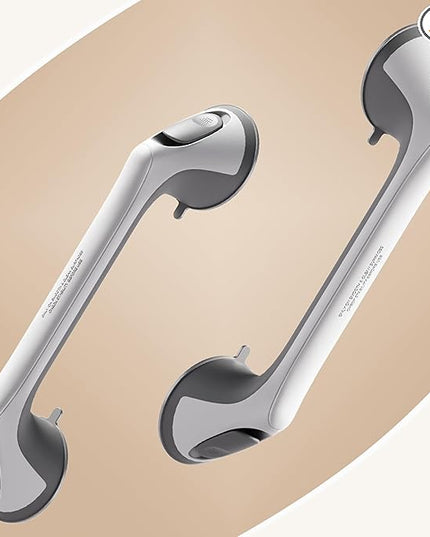 2 Pack 16 Inch Grab Bars for Bathtubs and Showers for Seniors, Heavy Duty Shower Handle for Elderly, Suction Cup Removable Handrails Handicap Bath Grip Bathroom Safety Grips (Gray
