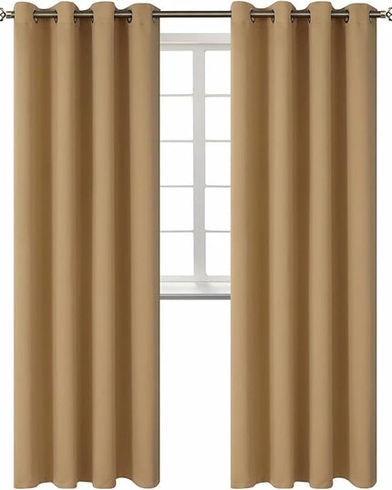 BGment Blackout Curtains for Bedroom - Grommet Thermal Insulated Room Darkening Curtains for Living Room, Set of 2 Panels (52 x 95 Inch, Khaki)