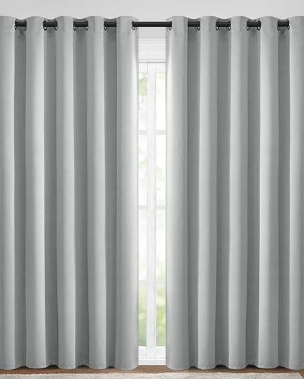 Yakamok Blackout Curtains Room Darkening Thermal Insulated Window Panels,Solid Grommet Top Drapes for Bedroom/Living Room(70Wx84L, Light Grey, 2 Panels)