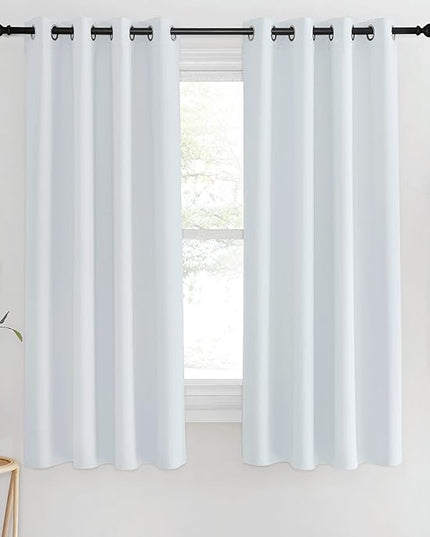 NICETOWN Room Darkening Curtains for Living Room - Easy Care Solid Thermal Insulated Silver Grommet Light Blocking for Bedroom/Kids Room (1 Panel, 46 by 63, Greyish White)
