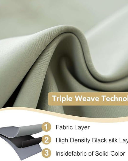H.VERSAILTEX Winter Season Thermal Insulated Nickel Grommet Blackout Curtains/Draperies for Bedroom/Living Room - 2 Panels Set - 52x72 Inch - Solid Light Sage