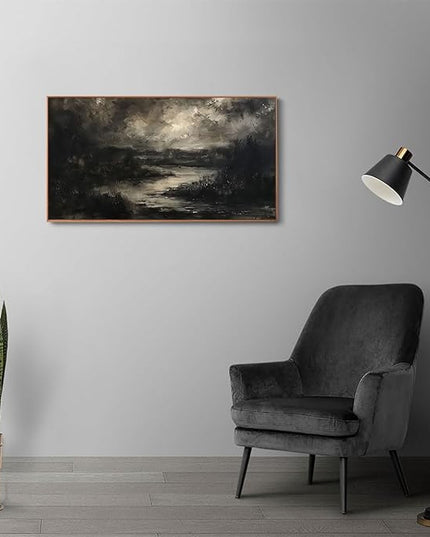 ILLBDR Framed Large Wall Art Moody Wall Decor Dark academia Wall Art Nature Landscape Painting Print Rustic Farmhouse Picture for Living Room Bedroom Office 20"x40"