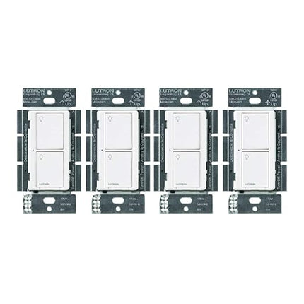 Lutron Caseta Original Smart Light Switch (Lutron Smart Hub Required), for Home, LED Lights, and Fans, 6 Amp, Single-Pole/3-Way, Neutral Required, PD-6ANS-WH, White, 4-Pack